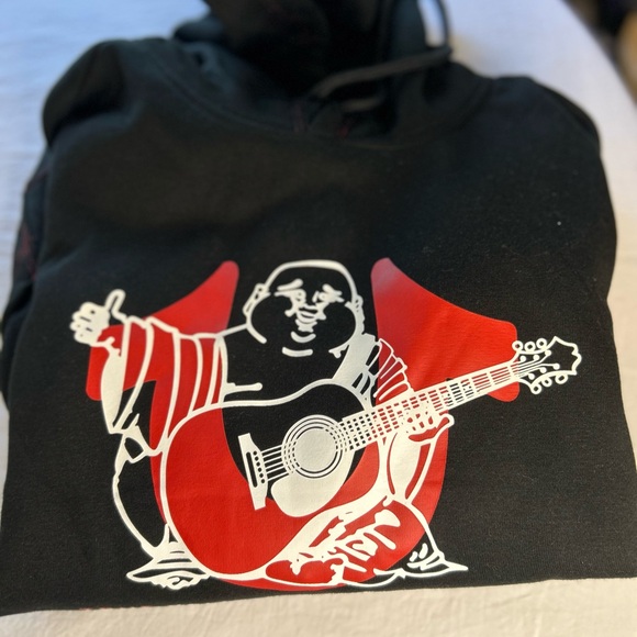 True Religion Black Hoodie with Red Buddha Graphic - Picture 2 of 3